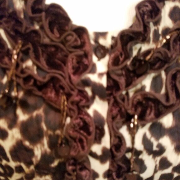 Signature by Larry Levine leopard print ruffle L - Picture 3 of 7